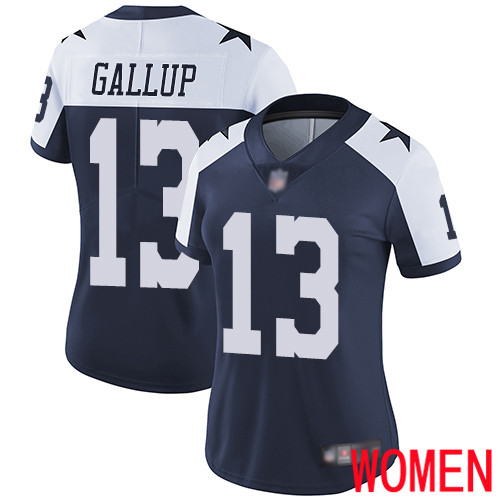 Women Dallas Cowboys Limited Navy Blue Michael Gallup Alternate 13 Vapor Untouchable Throwback NFL Jersey